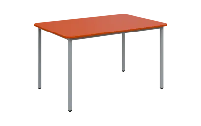 JSBR 130N Jídelní stůl 1300 x 900 mm, deska pomeranč / podnož stříbrná